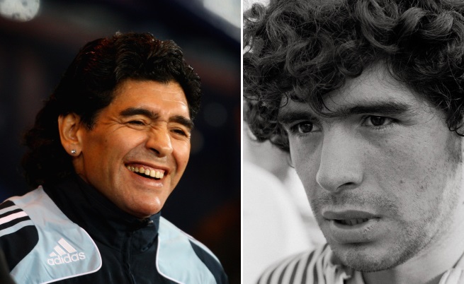 Ето как е изглеждал Марадона през 2010 г. (вляво) и през 1982 г. (вдясно)