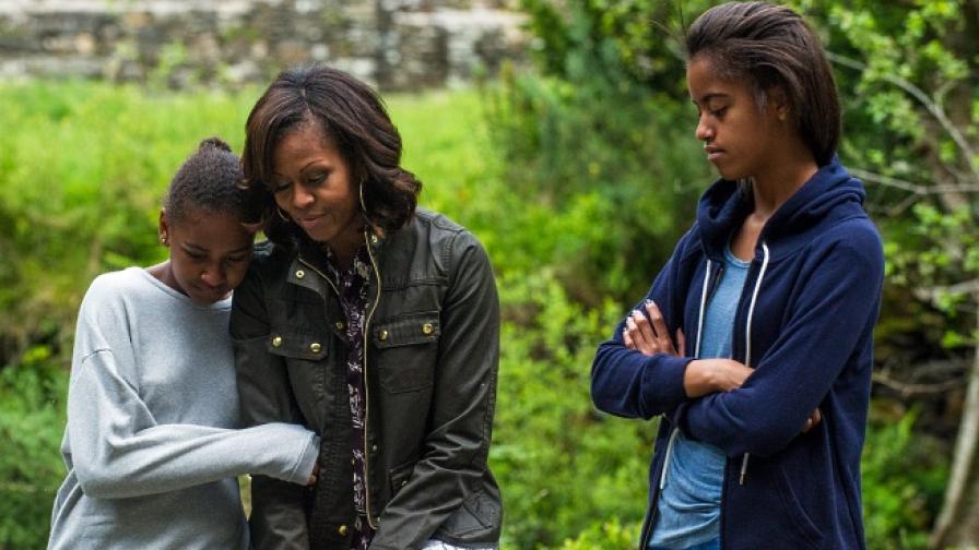 Мишел Обама и дъщерите ѝ Саша и Малия