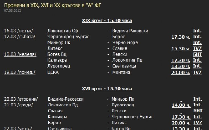 БФС обяви промените в програмата за А група