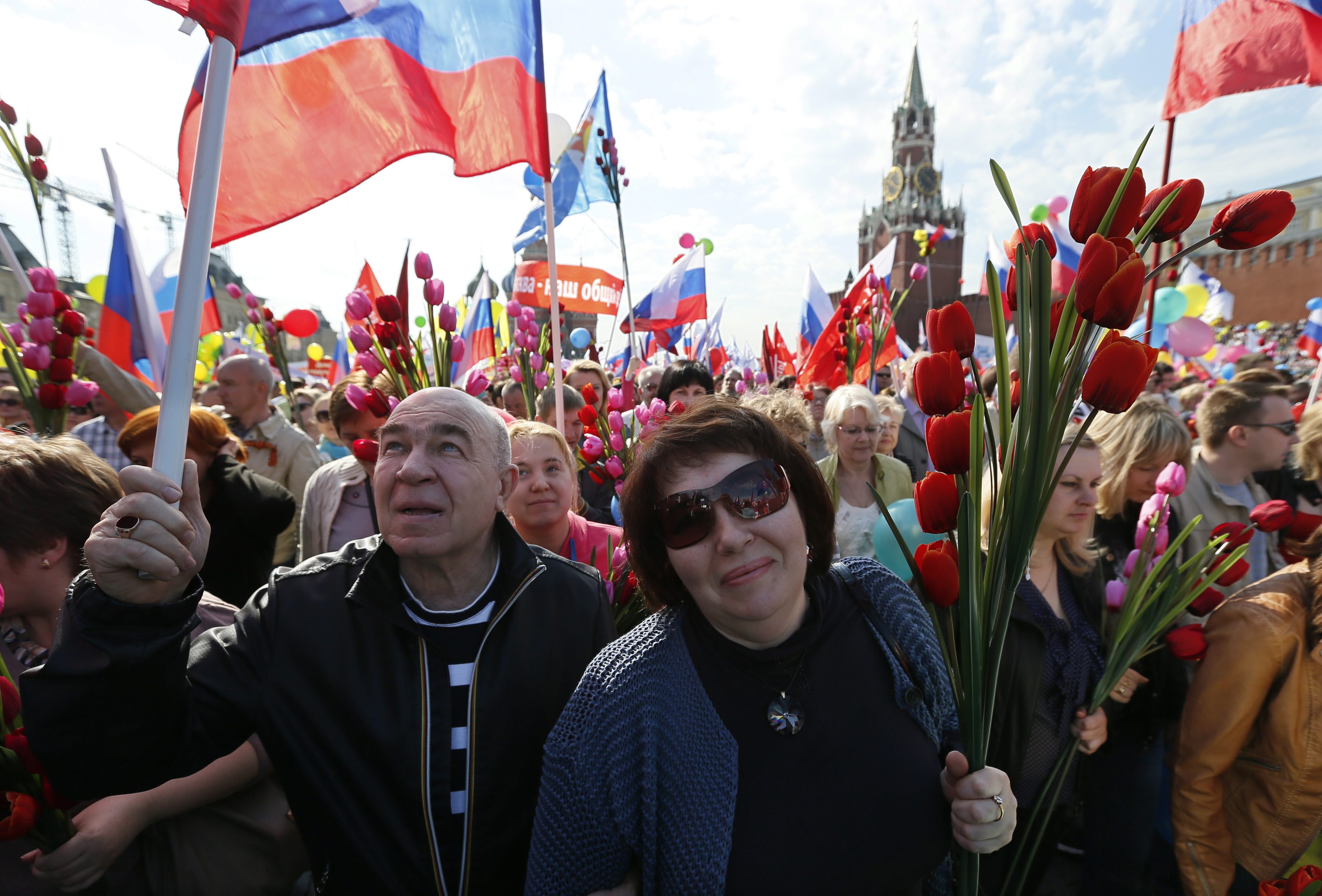 Първомайската демонстрация на профсъюзите се провежда на Червения площад за първи път от 2002 г. насам, а митинг на площада се е състоял за последен път през 1991 г.