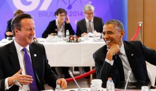 Обама (вдясно) и Камерън