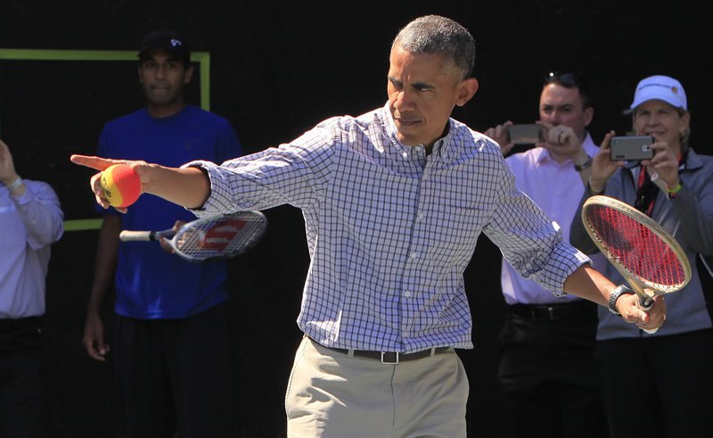 Возняцки поигра тенис с Обама в Белия дом1