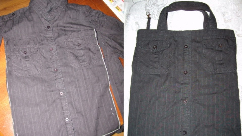 Нов живот за старите дрехи: чанта от риза