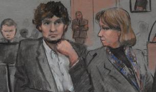 Рисунка на Джохар Царнаев в съда