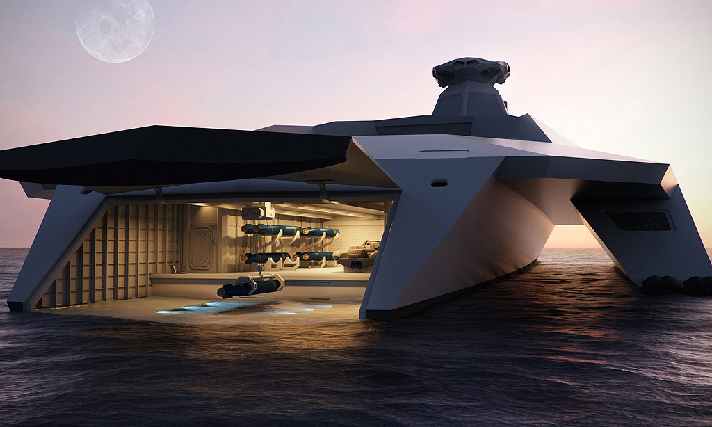 Проект - концепция показваща Дреднаут 2050, военен кораб за бъдещето на британската кралска флота.