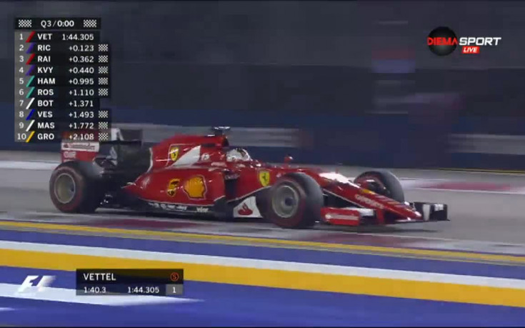 Фетел спря доминацията на Хамилтън и ще стартира първи за Гран при на Сингапур