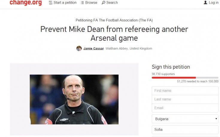 Феновете на Арсенал до Парламента с петиция против Майк Дийн