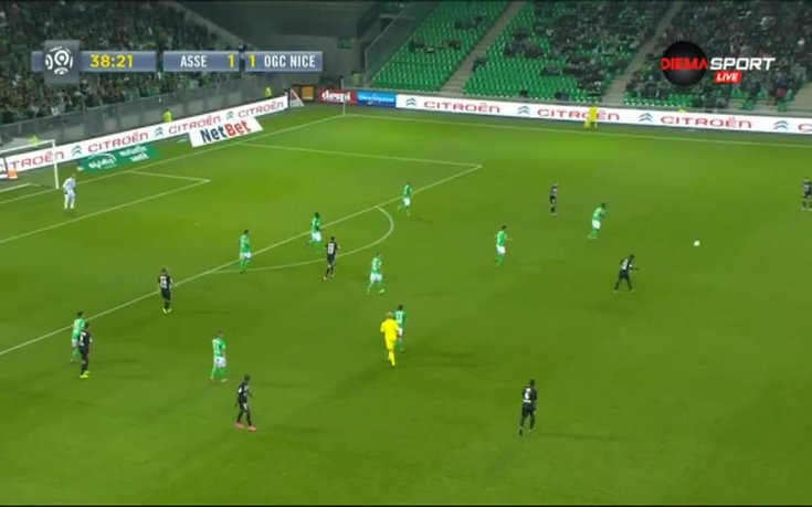 ВИДЕО: Сент Етиен - Ница 1:3 на почивката