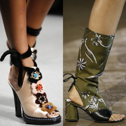 На цветя – сандалите с флорални мотиви са не по-малко актуални от многоцветните модели. Водеща тенденция при Dolce&Gabbana; и Fendi.
