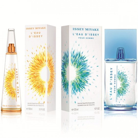 L’Eau d’Issey за нея: плодово-цветен аромат на блестяща женственост с остри и силни нотки на розов греѝпфрут и личи. Тяхната пикантна свежест се смесва със сърцевинните нотки на маракуя и гуава –  ароматичен фюжън, омекотен от слабите акватични цветни нотки, постепенно градирани около основните нотки на дървета и ванилия.

L’Eau d’Issey за него: Както и при дамския аромат, парфюмеристът извиква във въображението изблик от свежест като подсилва киви с подправъчни и плодови нотки. Началните нотки на кориандър и леко горчив греѝпфрут, които поставят тона, постепенно се топят в сърцето от ананас и индиѝско орехче. Като съчетава тези подправки  и плодове с дървета, Алберто Мориѝас добавя вертикалност и дълбочина с дует от ветивер и кипарис, коѝто оставя деликатната диря на чувствен трепет.
