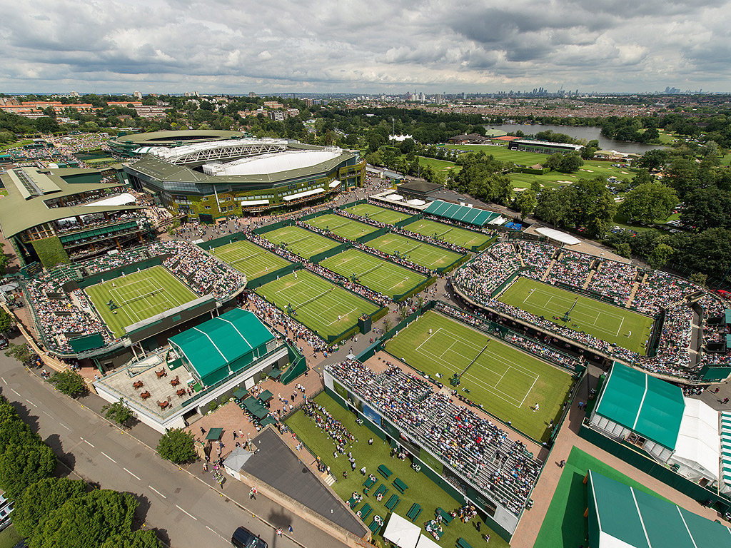 Общ изглед на Уимбълдън, тенис клуб All England Lawn, Лондон, Великобритания.