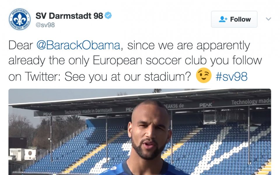 Единственият европейски отбор, който Барак Обама следва в Twitter