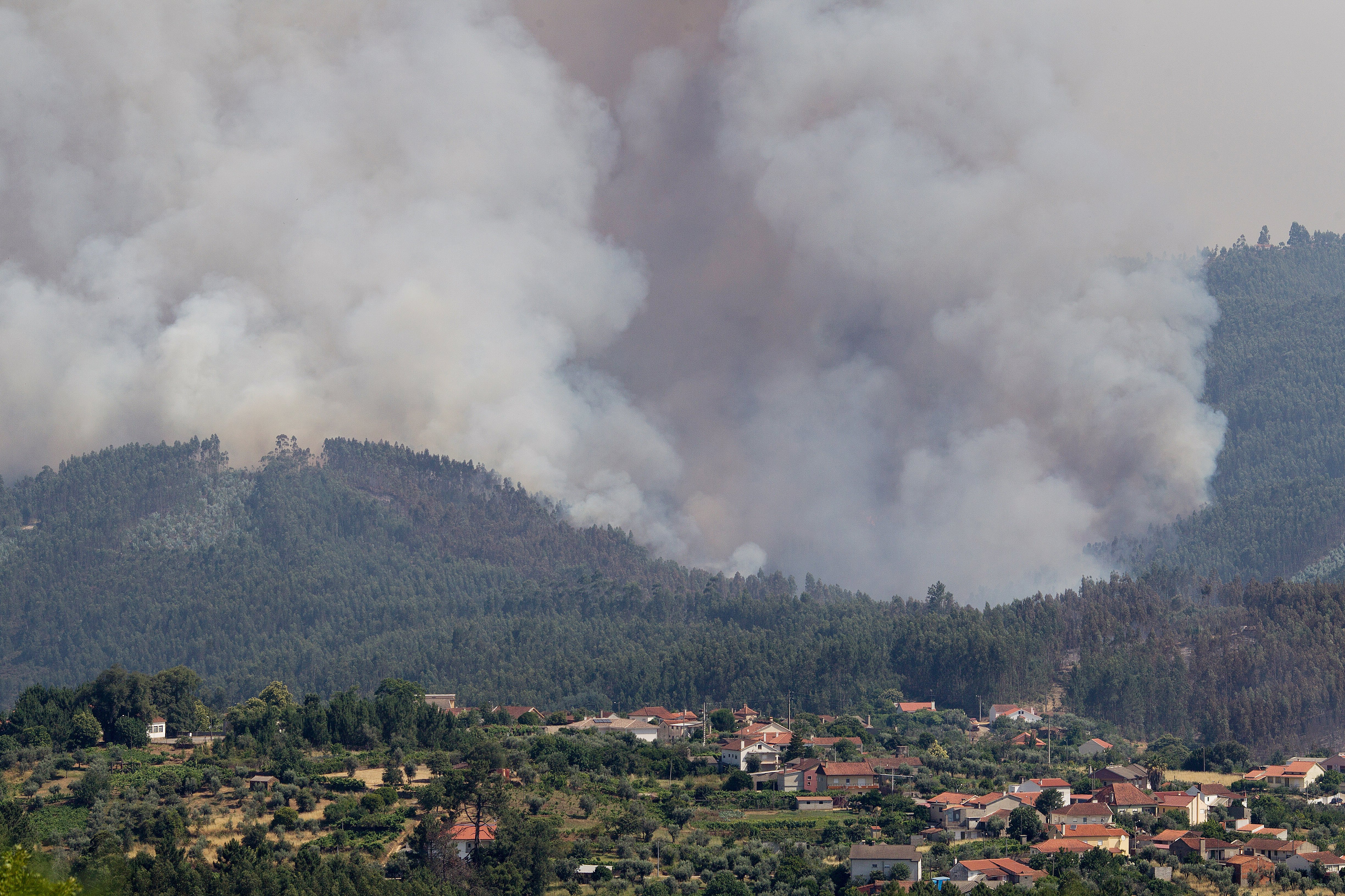 Повече от 57 загинали и 59 ранени от пожар, който избухна в събота в Португалия. Огънят продължава да бушува на четири фронта, на два от които засега не може да бъде ограничен. Много от загиналите буквално са изгорели, докато са пътували с колите си.