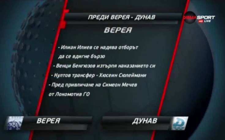 Верея и Дунав откриват 9-ия кръг в Първа лига