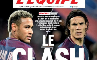 Освен на терена, Неймар и Кавани се сдърпали и в съблекалнята