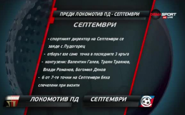 Локомотив Пд и Септември Сф откриват 11-ия кръг в Първа