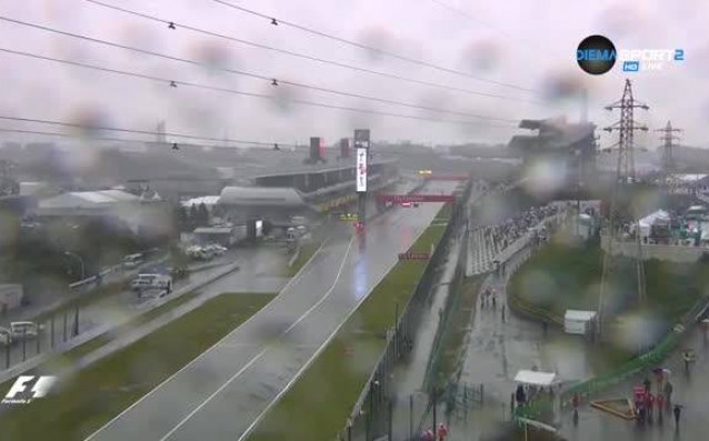 Силен дъжд отложи временно втората свободна тренировка преди Гран При