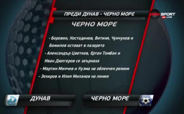 Дунав приема Черно море в неделя по обед Двубоят от