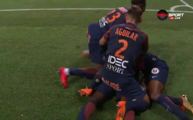 Джовани Сио откри резултата за Монпелие срещу Олимпик Марсилия в