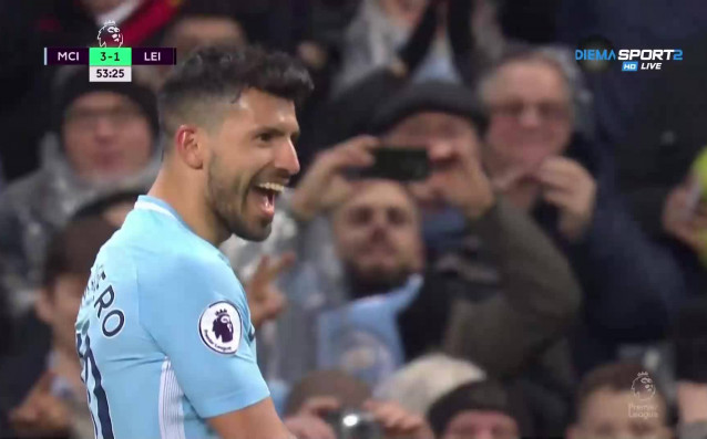 Серхио Агуеро отбеляза четири гола а Кевин Де Бройне записа