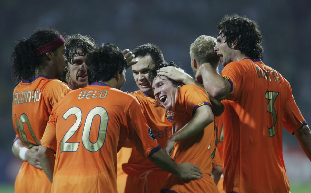 Звездата на Барселона Лионел Меси отново бе познатият герой за