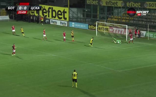 Ботев Пловдив води с 1 0 срещу ЦСКА в двубоя