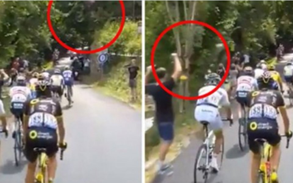 Шок: Аматьор прелетя с байк над колоездачи в Тур дьо Франс