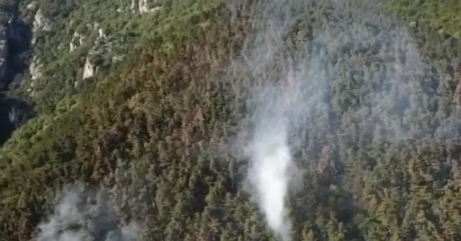 Пожарът над Карлово се разгоря отново в късния следобед в