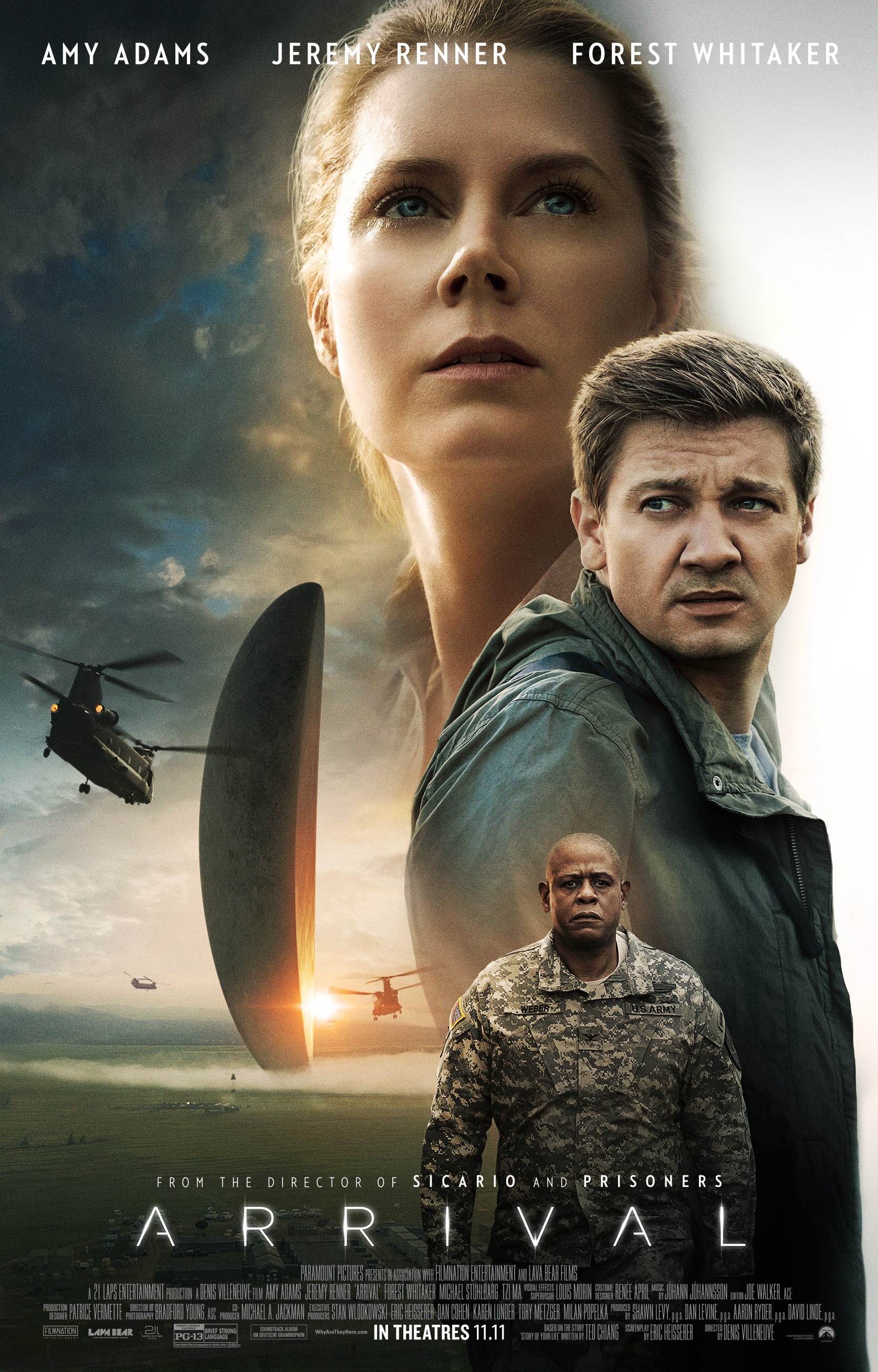 6. Arrival / „Първи контакт“ (2016) – Режисьор: Денис Вилньов; Участват: Ейми Адамс, Джереми Ренър, Форест Уитакър