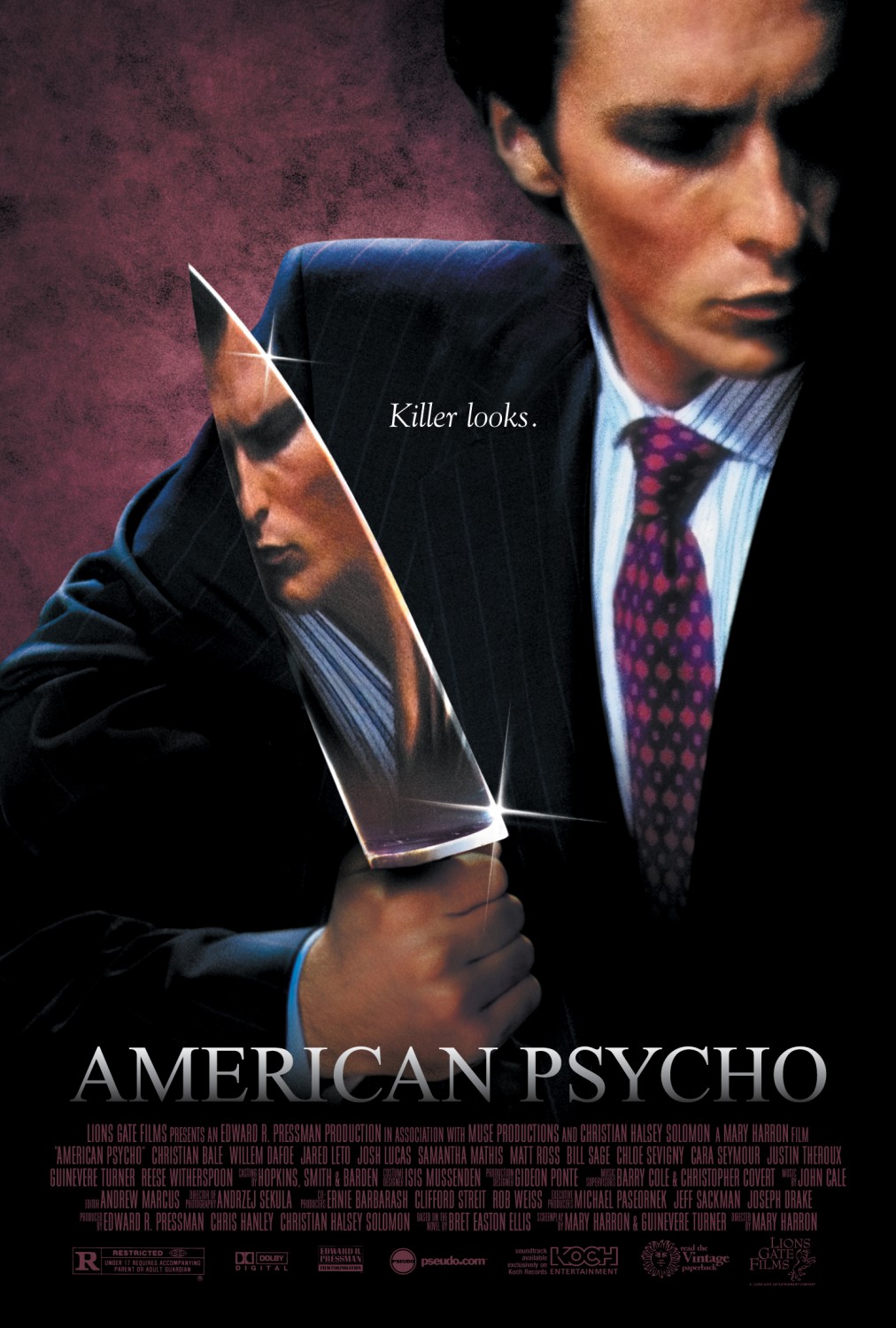 1. American Psycho / „Американски психар“ (2000) – Режисьор: Мери Харън; Участват: Крисчън Бейл, Джаред Лето, Уилям Дефоу