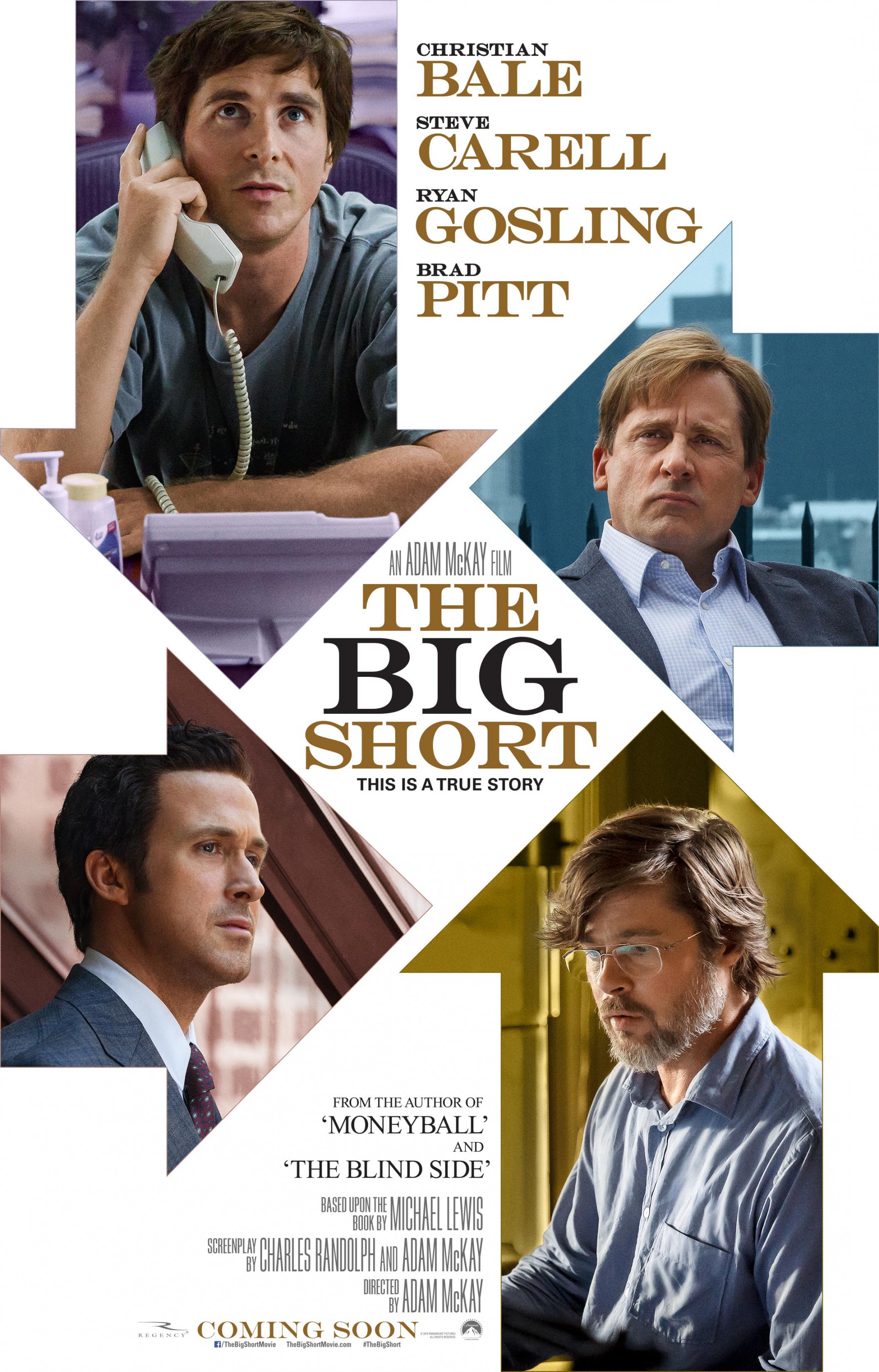 4. The Big Short / „Големият залог“ (2015) – Режисьор: Адам МакКей; Участват: Крисчън Бейл, Райън Гослинг, Брад Пит