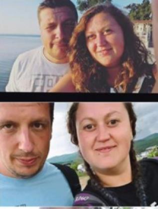  Дени и брачният партньор й - преди и след режима на хранене. 