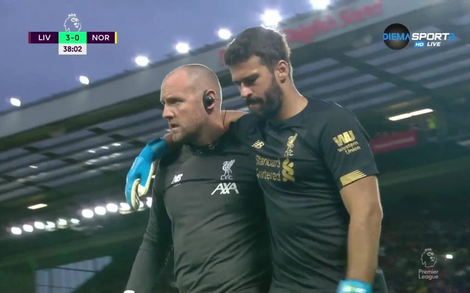 Вратарят на Ливърпул Алисон Бекер получи травма в десния си