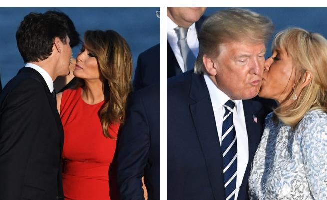 Мелания и Брижит раздават целувки по време на срещата на Г-7