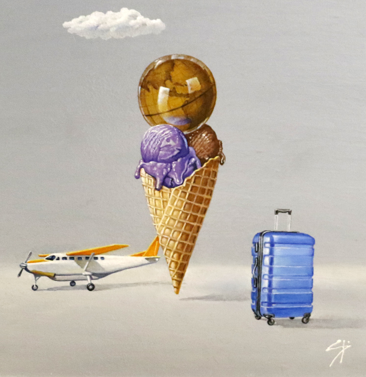 <p>ЩАСТИЕТО ДА ПЪТУВАШ маслени бои, платно</p>