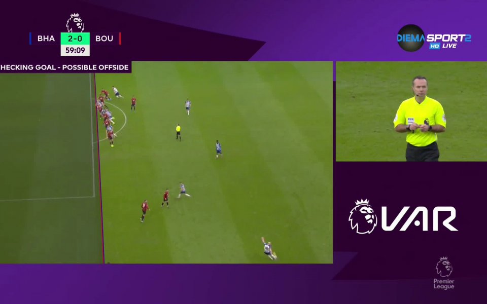 В 58-ата минута на двубоя между Брайтън и Борнемут Дан