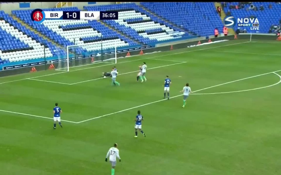 Отборът на Бирмингам води с 1:0 на Блекбърн в мач