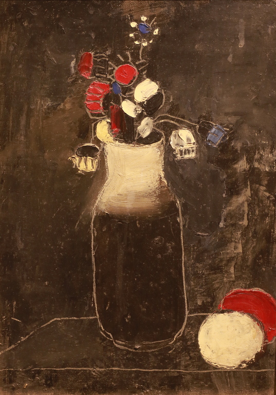 <p>Светлин Русев (1933 &ndash; 2018)</p>

<p>Натюрморт, 1986 маслени бои, платно върху картон</p>