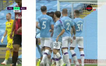 Габриел Жезус удвои преднината на Манчестър Сити срещу Борнемут в