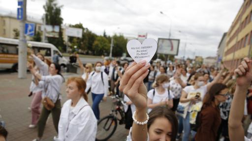  <p>Жените в Минск на&nbsp;акция против полицейското насилие</p> 