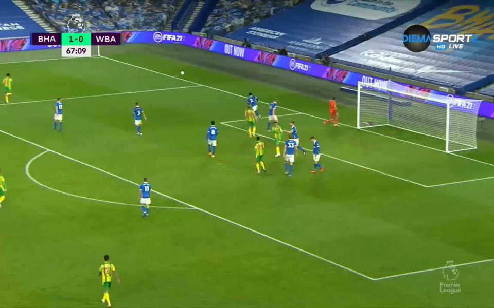 Брайтън и Уест Бромич завършиха 1:1 на "Амекс Стейдиъм" в