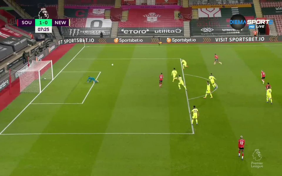 Саутхемптън дръпна напред в резултата срещу Нюкасъл още в седмата