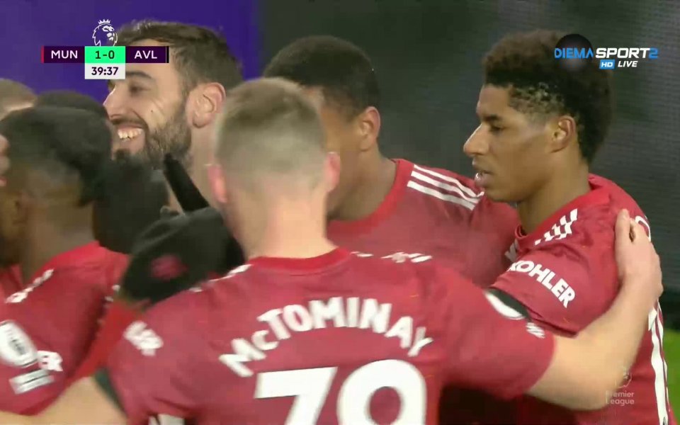 Манчестър Юнайтед и Астън Вила играят при 1:0 във втори