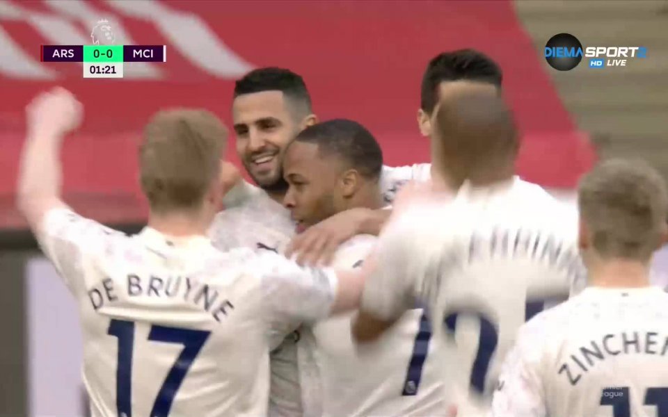 Стърлинг разпечата вратата на Арсенал след само 76 секунди function