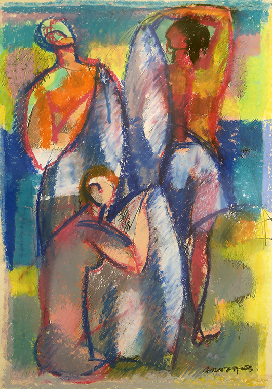 <p>Александър Петров &ndash; Лавандулата (1916 &ndash; 1983) Композиция с рибари, 60-те г. на ХХ в. пастел, хартия</p>