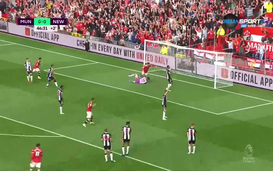 Манчестър Юнайтед - Нюкасъл 1:0 /първо полувреме/