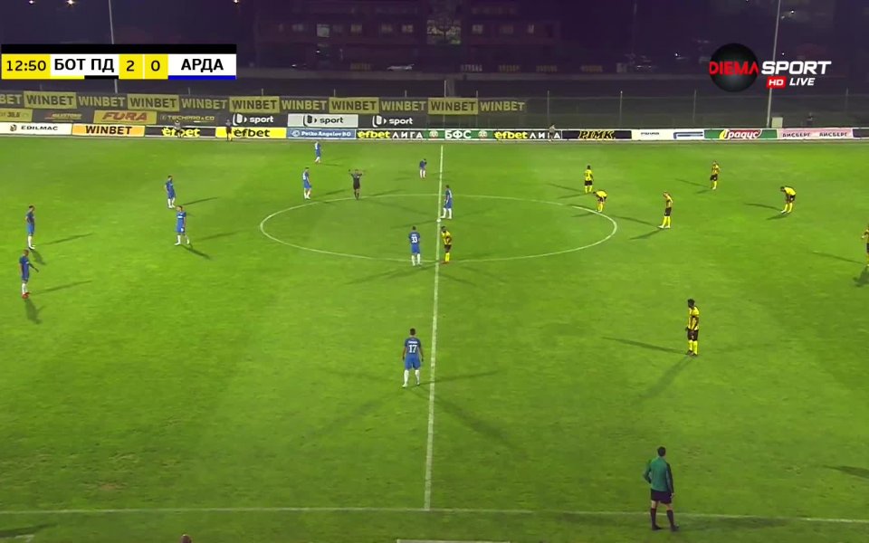 Ботев Пд - Арда 2:0 /първо полувреме/