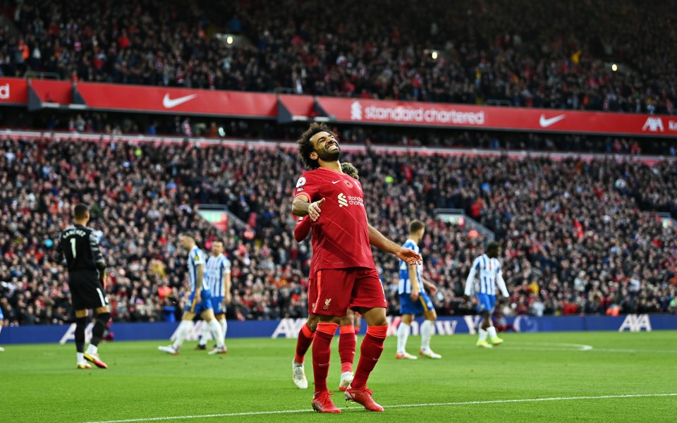 Ливърпул изпусна два гола аванс у дома срещу Брайтън. Срещата