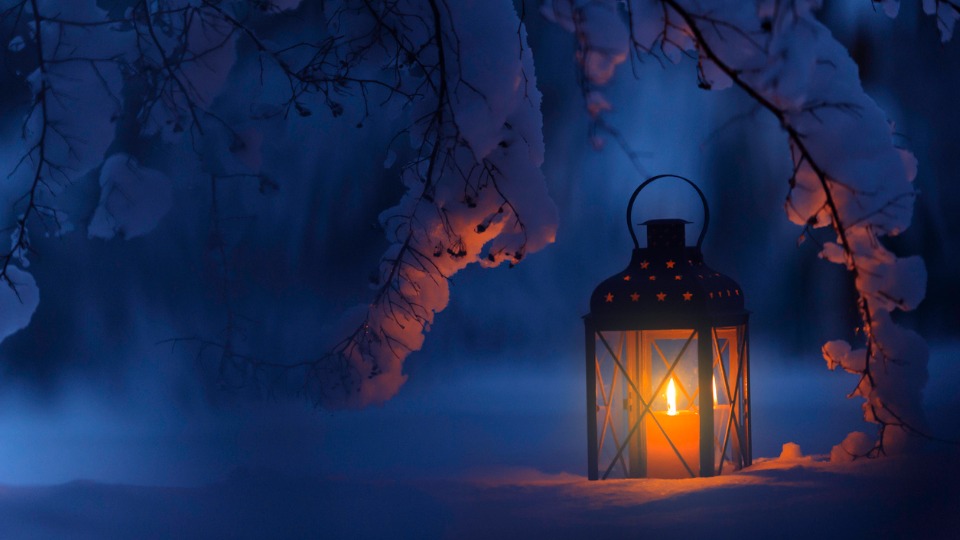 фенер светлини зима сняг нощ