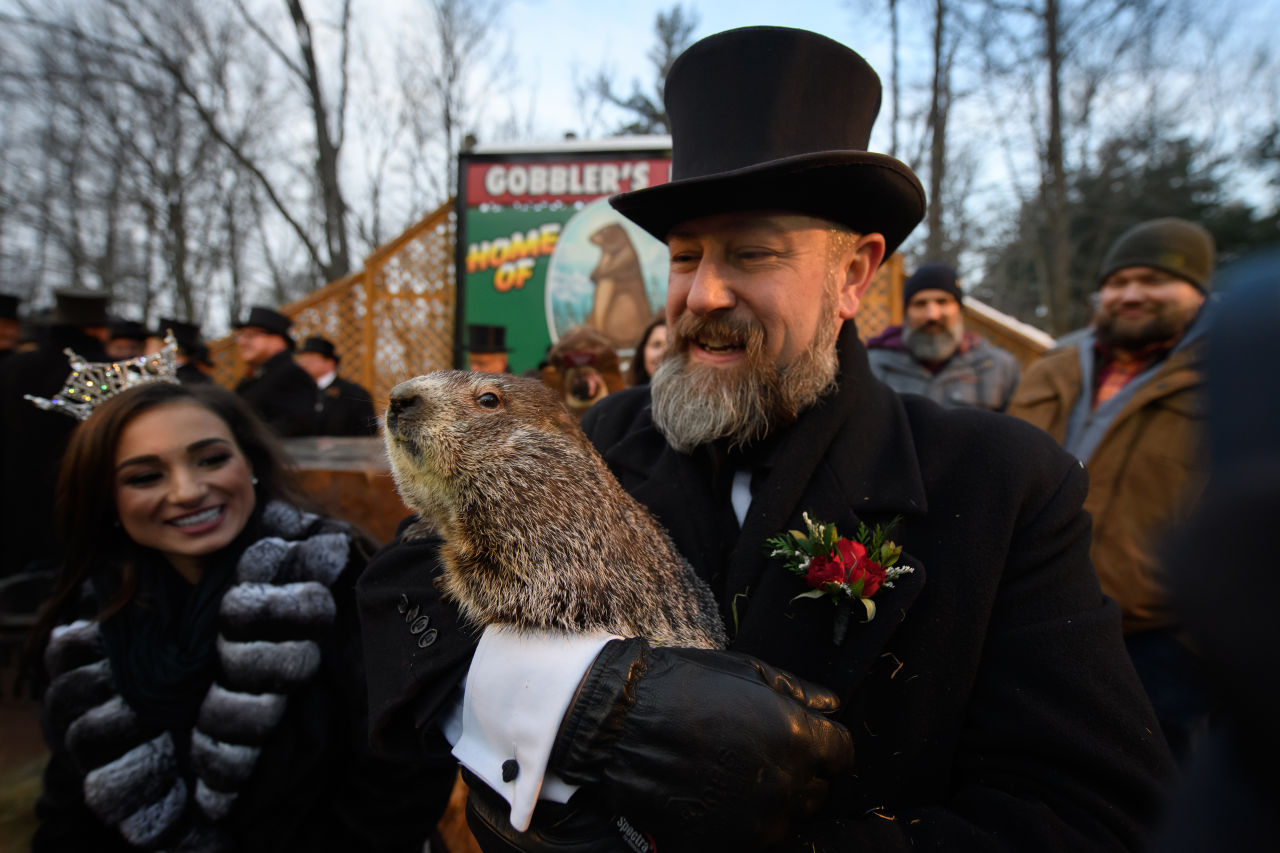 <p>Той изпълзя рано сутринта местно време от дупката си на хълма Гоблърс Ноб край градчето, което се намира на около 100 километра от щатската столица Пистбърг, и изпълни задължението си в Деня на мармота.</p>